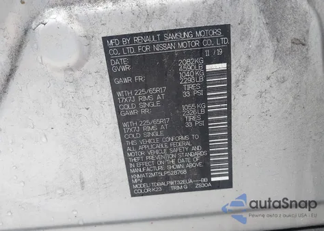 2020 Nissan Rogue S Fwd from USA, damaged, VIN KNMAT2MT5LP528768